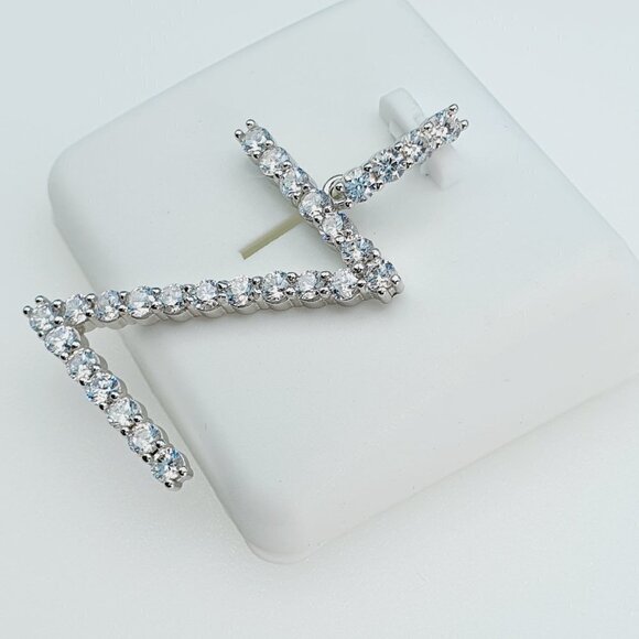 "925 Sterling Silver Cubic Zirconia Initial Pendant, UU1P6A6192 - Picture 9 of 10